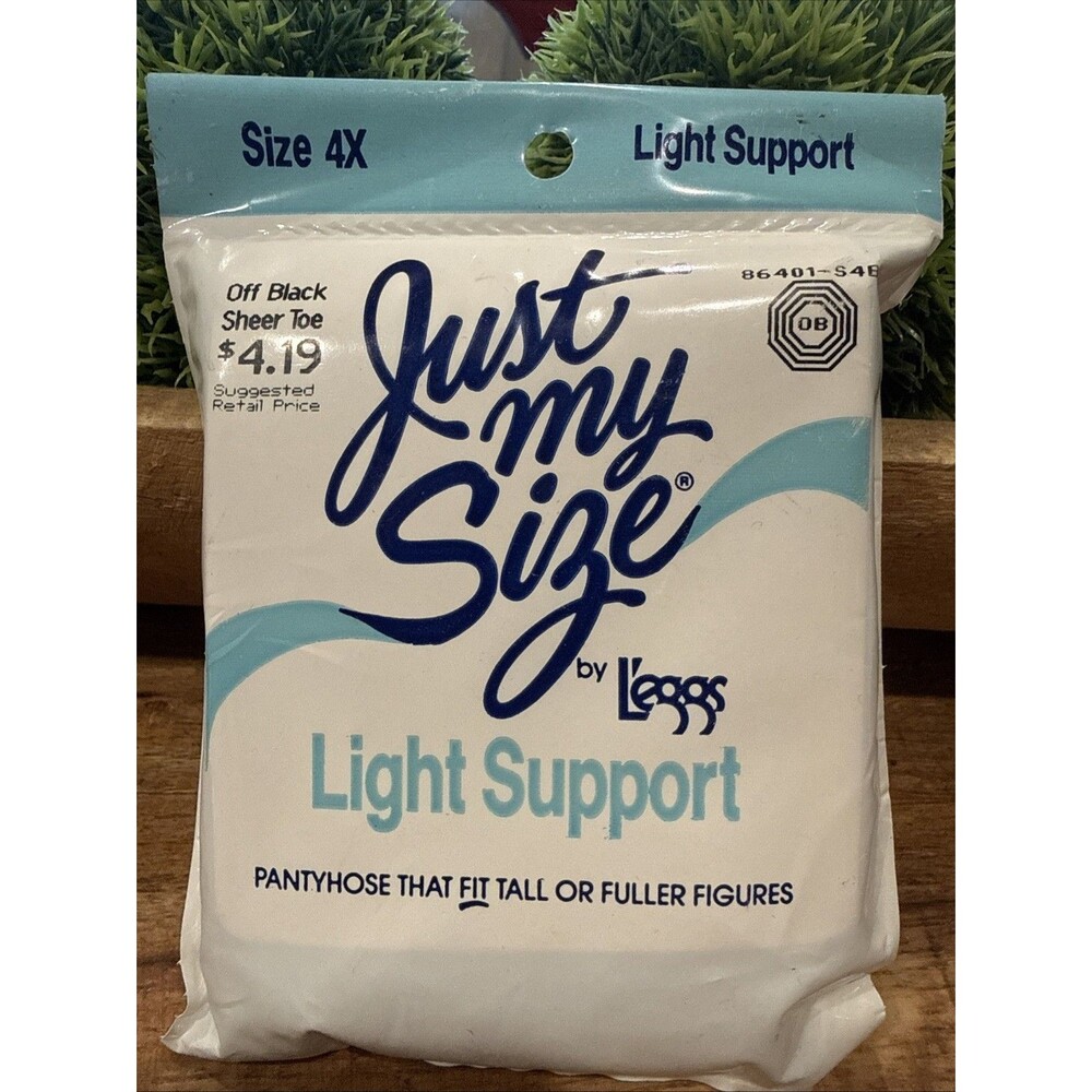New! Just My Size L'eggs JMS Pantyhose 4X Off Black Light Support Sheer Toe NOS